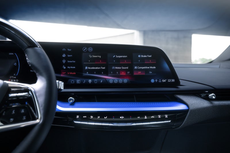 The 2026 OPTIQ-V Display Screen Displaying the V-Mode Settings | Cadillac of Greenwich in Greenwich CT